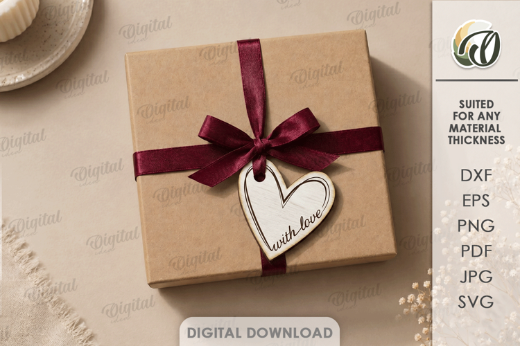Gift Tag Laser Cut. Engraved Present Tag SVG
