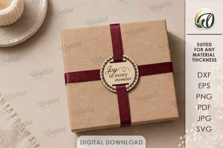 Gift Tag Laser Cut. Engraved Present Tag SVG example image 1