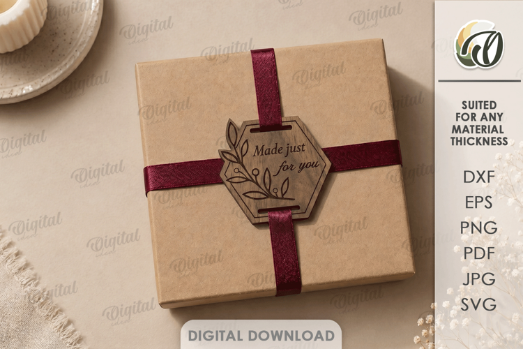 Gift Tag Laser Cut. Engraved Present Tag SVG