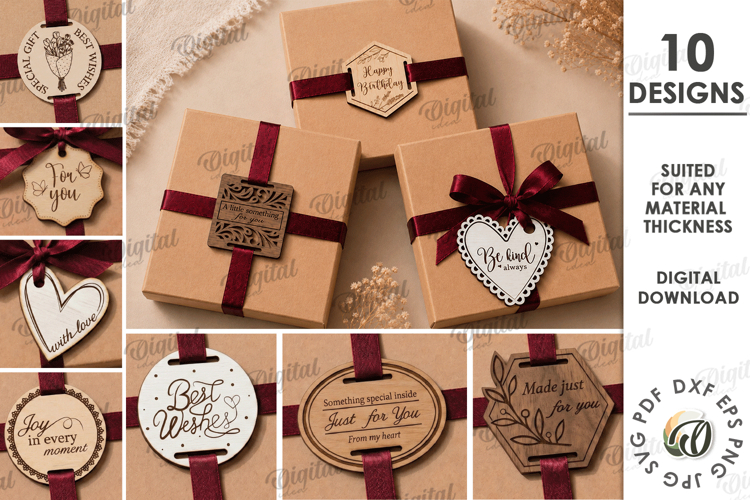 Gift Tags Bundle Laser Cut. Present Tag SVG