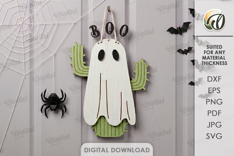 3D Ghost Wall Decor Laser Cut. Halloween Decor SVG