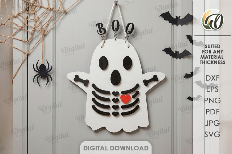 3D Ghost Wall Decor Laser Cut. Halloween Decor SVG