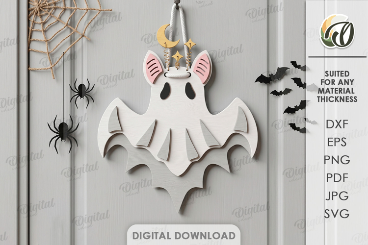 3D Ghost Wall Decor Laser Cut. Halloween Decor SVG