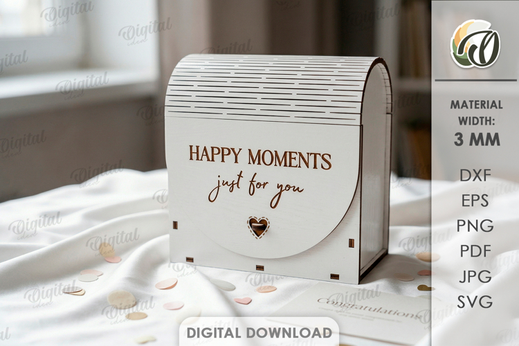 3D Gift Box Laser Cut. Present Box SVG. Happy moments