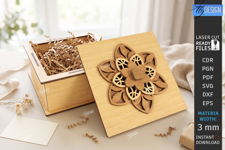 Wooden Gift Box Laser Cut | 3D Layered Flower Gift Box | CNC