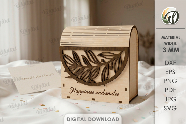 3D Gift Box Laser Cut. Present Box SVG