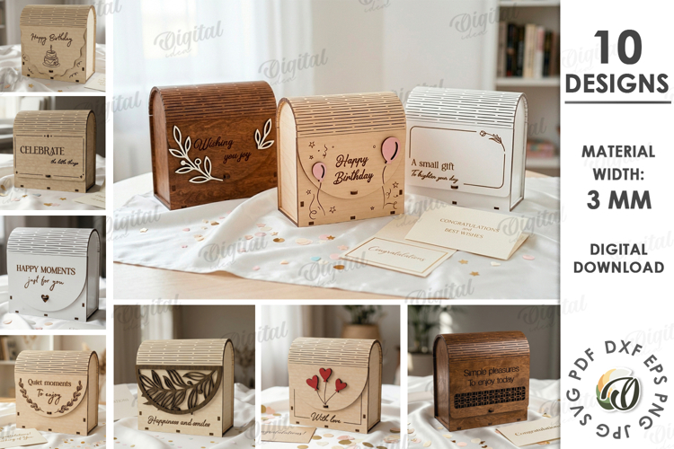 3D Gift Boxes Bundle Laser Cut. Present Box SVG