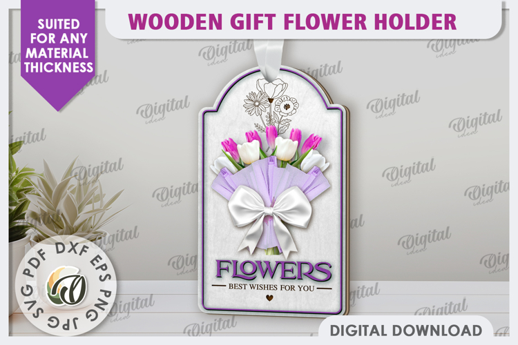 Wooden Gift Flower Holder Laser Cut. Mothers Day Gift SVG
