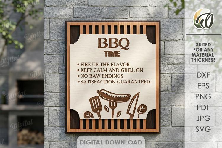 3D Grill Wall Art Laser Cut. Kitchen Wall Decor SVG