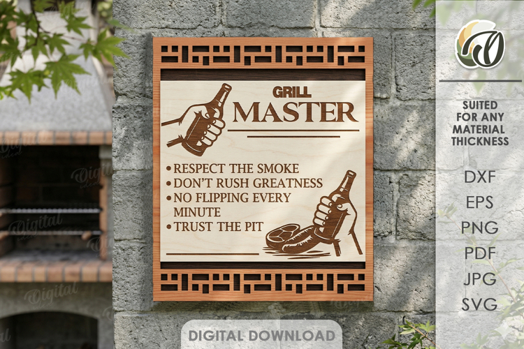 3D Grill Wall Art Laser Cut. Kitchen Wall Decor SVG