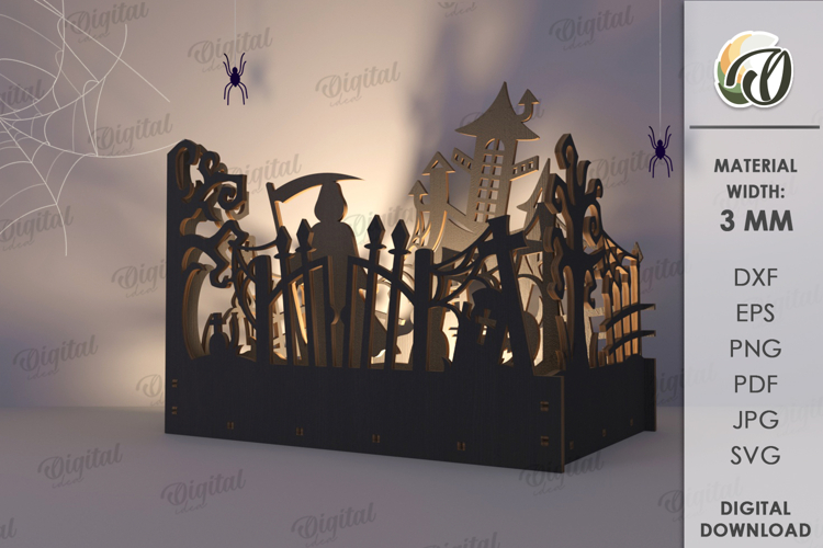 Wooden Halloween Lamp Laser Cut . Halloween lamp SVG
