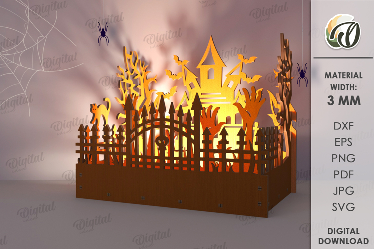 Wooden Halloween Lamp Laser Cut . Halloween lamp SVG