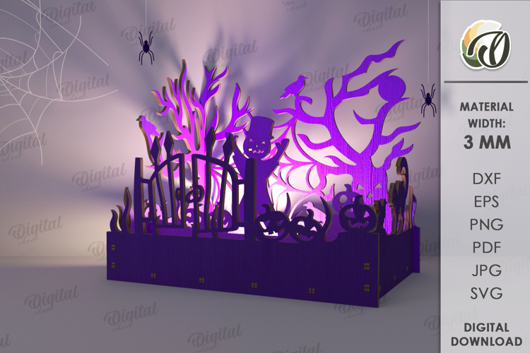 Wooden Halloween Lamp Laser Cut . Halloween lamp SVG