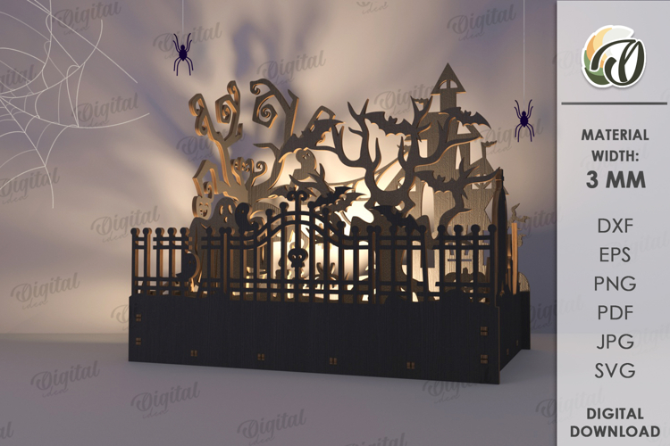 Wooden Halloween Lamp Laser Cut . Halloween lamp SVG