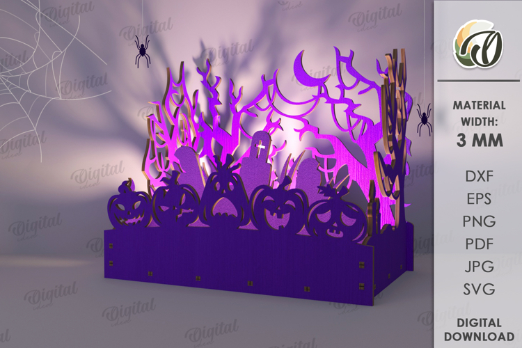 Wooden Halloween Lamp Laser Cut . Halloween lamp SVG
