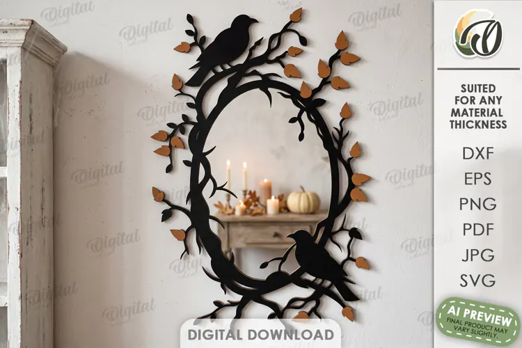 Halloween Mirror Frame Laser Cut. Halloween Decor SVG