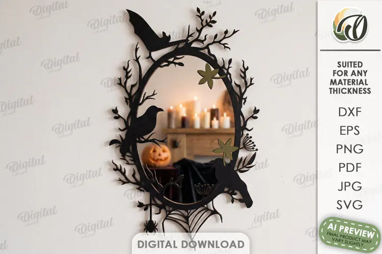 Halloween Mirror Frame Laser Cut. Halloween Decor SVG