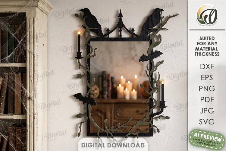Halloween Mirror Frame Laser Cut. Halloween Decor SVG