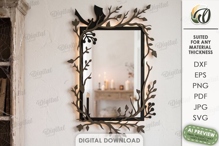 Halloween Mirror Frame Laser Cut. Halloween Decor SVG example image 1