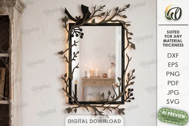 Halloween Mirror Frame Laser Cut. Halloween Decor SVG