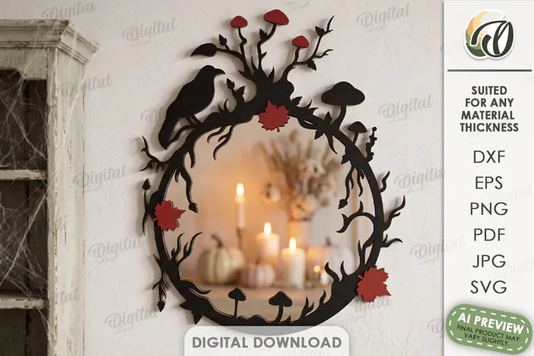 Halloween Mirror Frame Laser Cut. Halloween Decor SVG