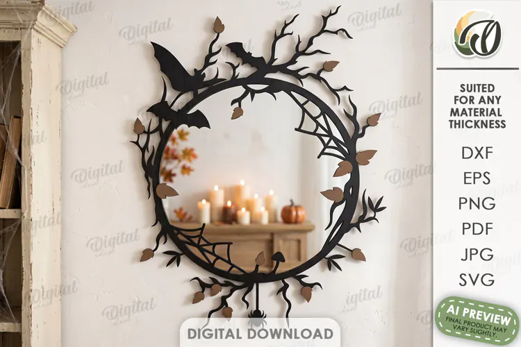 Halloween Mirror Frame Laser Cut. Halloween Decor SVG