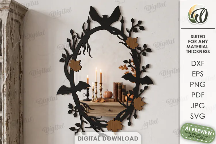 Halloween Mirror Frame Laser Cut. Halloween Decor SVG