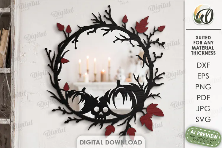 Halloween Mirror Frame Laser Cut. Halloween Decor SVG