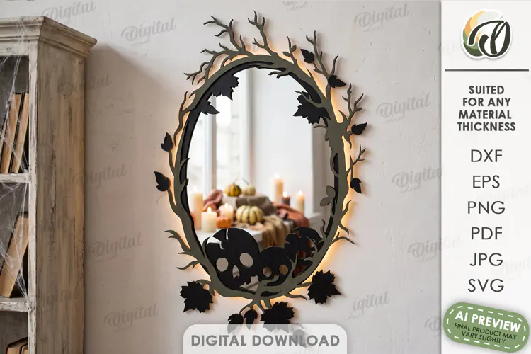 Halloween Mirror Frame Laser Cut. Halloween Decor SVG