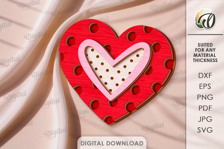 3D Heart Decor Laser Cut. Valentines Wall Decor SVG