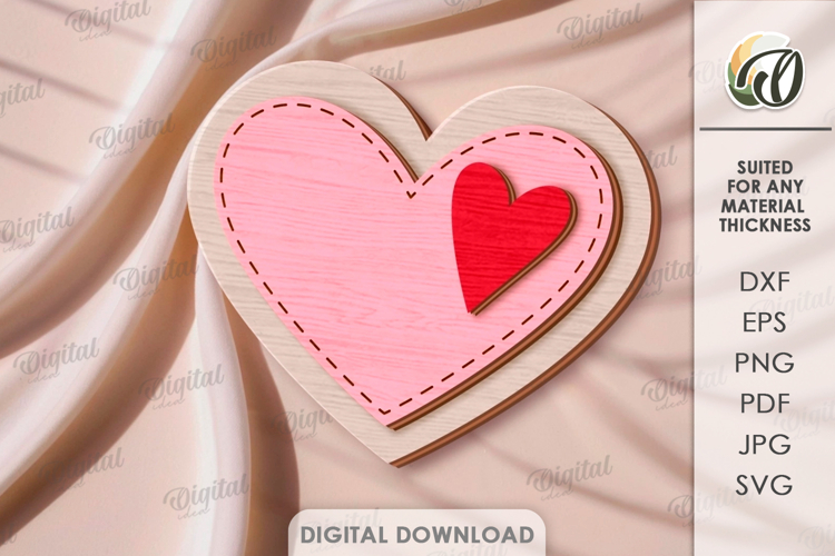 3D Heart Decor Laser Cut. Valentines Wall Decor SVG