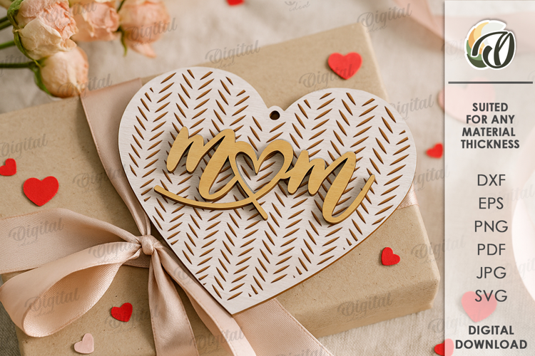 Wooden Heart Tag Laser Cut. Gift Tag SVG