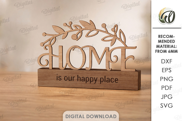 3D Home Sign Laser Cut. Home Decor SVG