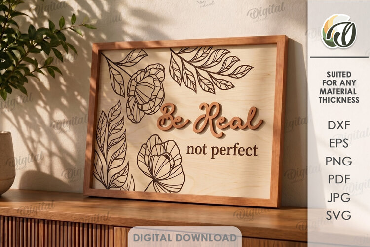 3D Floral Home Sign Laser Cut. Wall Decor SVG example image 1