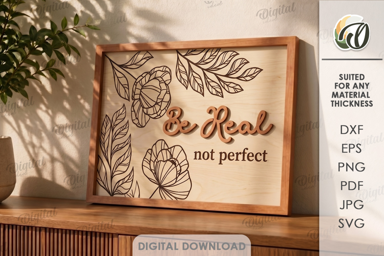 3D Floral Home Sign Laser Cut. Wall Decor SVG