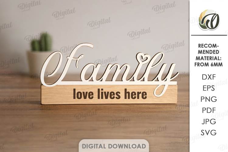 3D Home Decor Sign Laser Cut. Standing Decor SVG