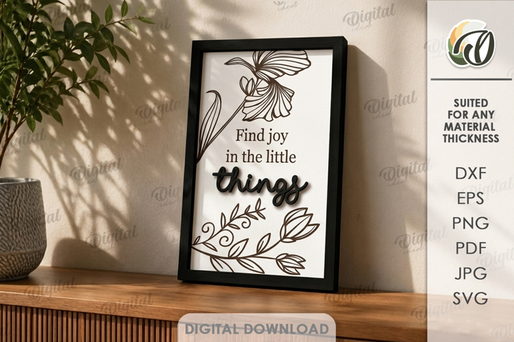 3D Floral Home Sign Laser Cut. Wall Decor SVG