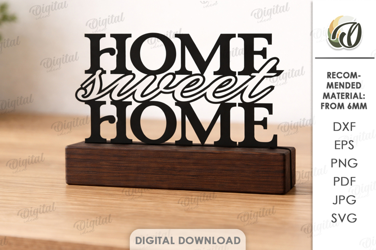 3D Home Sign Laser Cut. Home Decor SVG