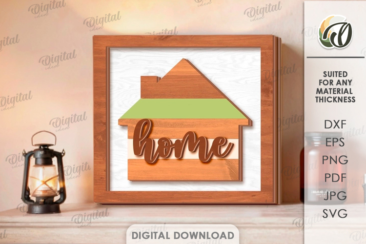 3D Home Sign Laser Cut. Wall Decor SVG