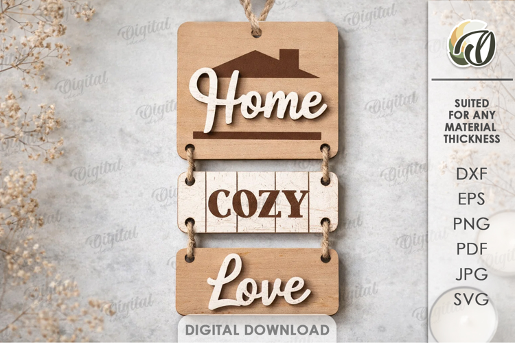 3D Home Gift Tag Laser Cut. Present Tag SVG