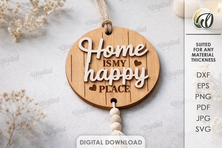 3D Home Gift Tag Laser Cut. Present Tag SVG