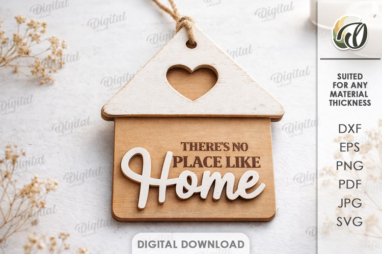 3D Home Gift Tag Laser Cut. Present Tag SVG