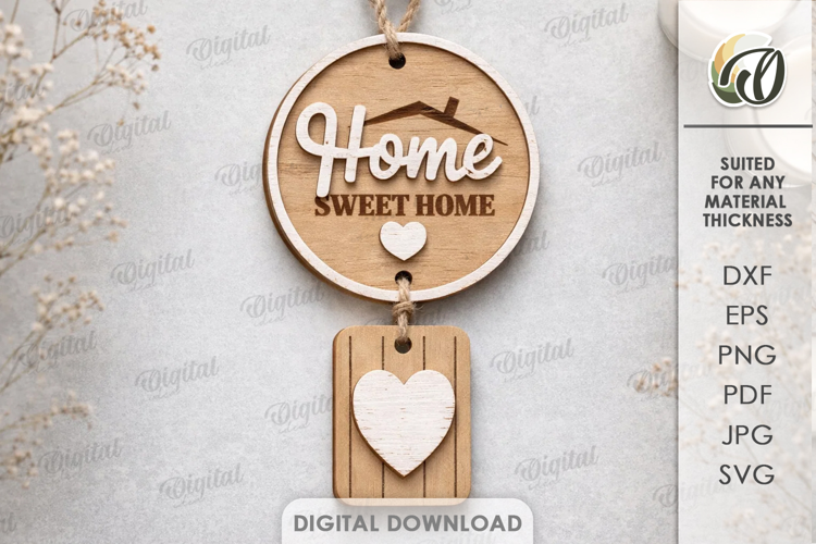 3D Home Gift Tag Laser Cut. Present Tag SVG