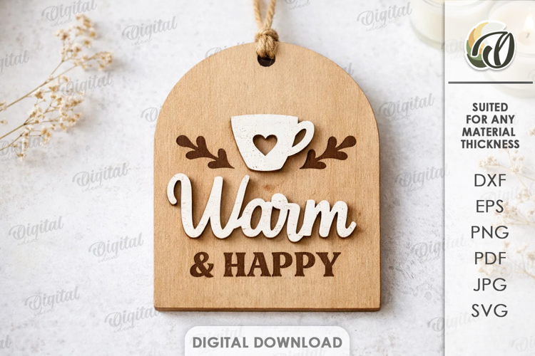 3D Home Gift Tag Laser Cut. Present Tag SVG