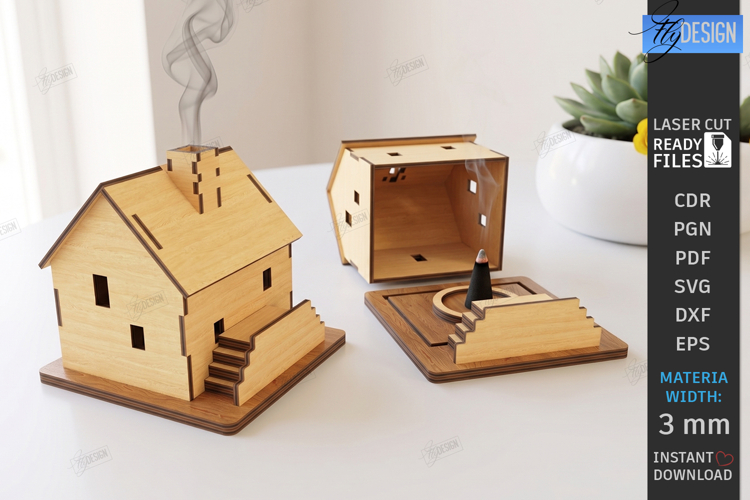 House Incense Cone Burner Laser Cut | Home Decor | House SVG