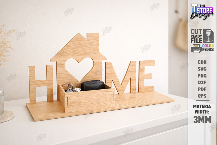 House Shaped Organizer Laser Cut | Desktop Storage Tray SVG