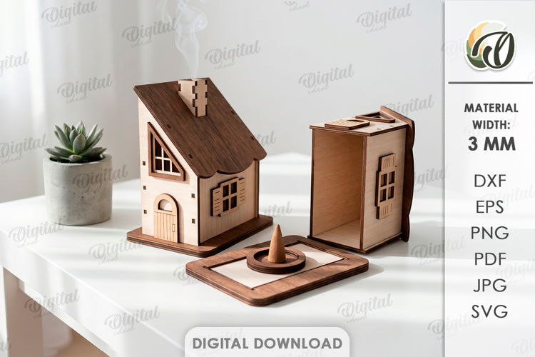 3D Incense House Laser Cut. Incense Cone Holder SVG