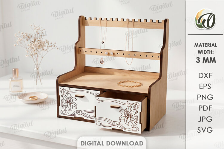3D Jewelry Stand Laser Cut. Jewelry Organizer SVG example image 1