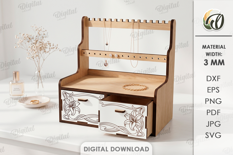 3D Jewelry Stand Laser Cut. Jewelry Organizer SVG