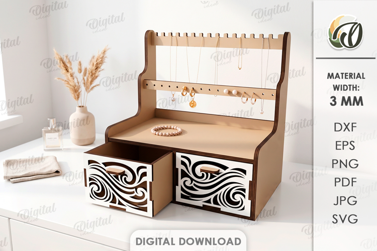 3D Jewelry Stand Laser Cut. Jewelry Organizer SVG
